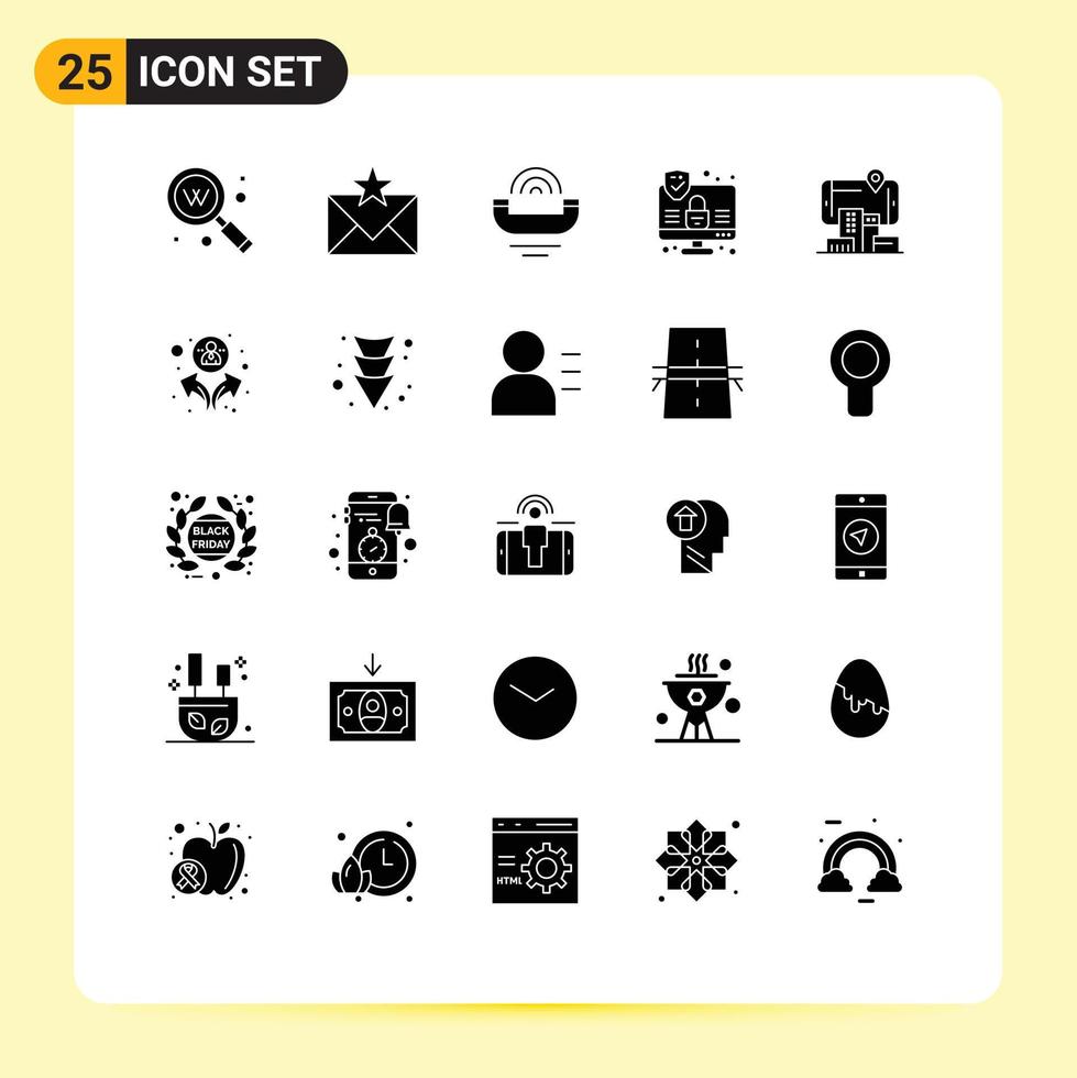 Modern Set of 25 Solid Glyphs and symbols such as security computer favorites telephone productivity Editable Vector Design Elements