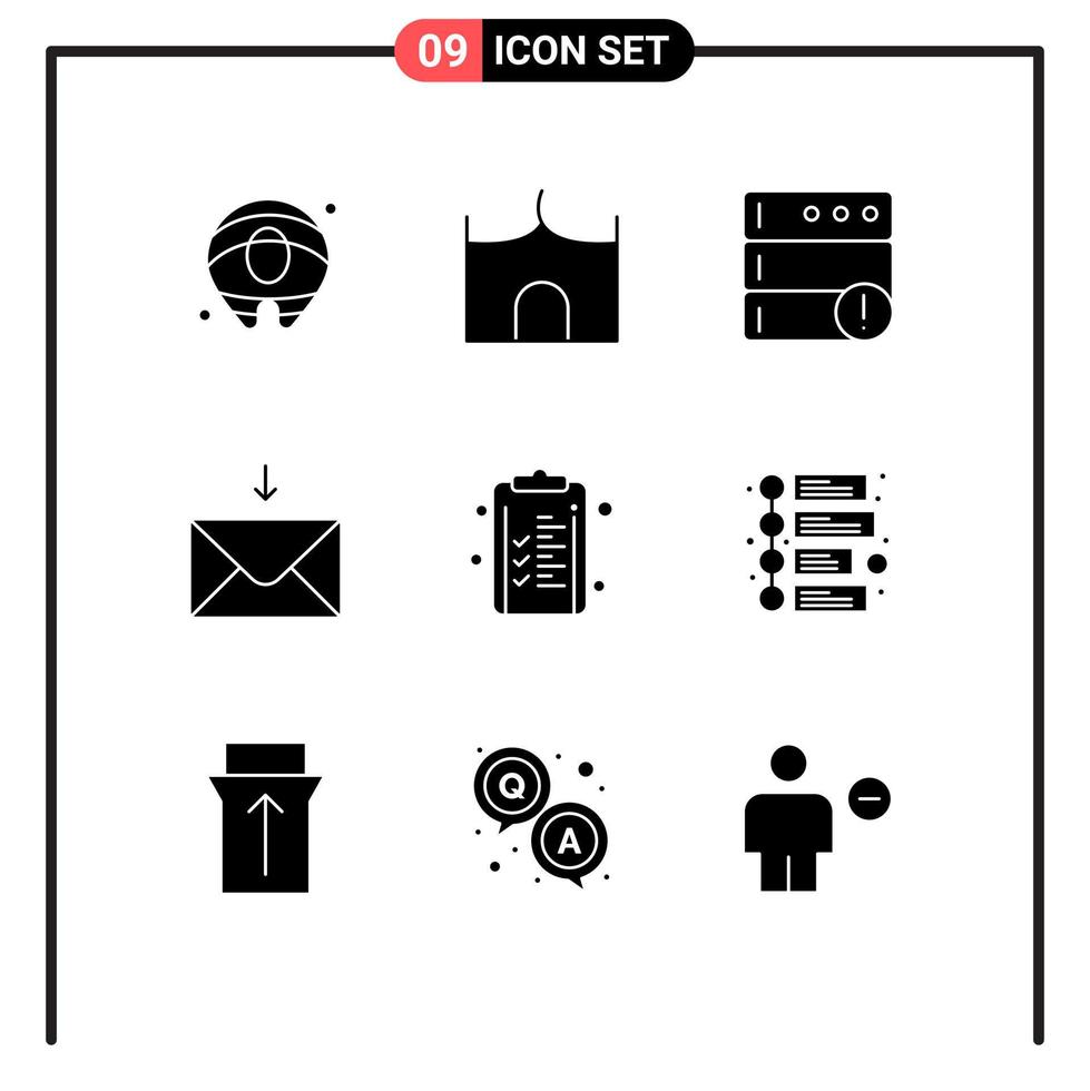 paquete de iconos de vector de stock de 9 signos y símbolos de línea para elementos de diseño de vector editables de mensaje comercial de alerta de lista de verificación de finanzas