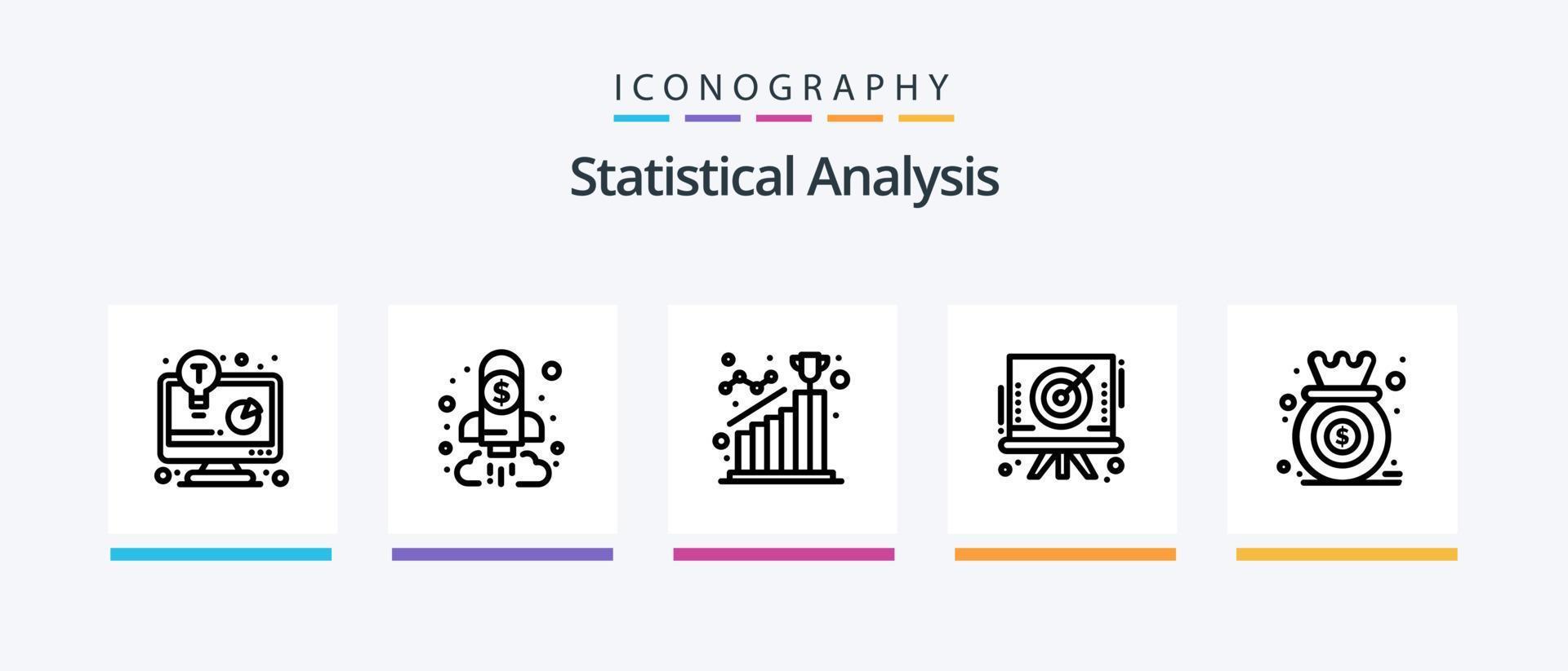 Statistical Analysis Line 5 Icon Pack Including analysis. data analytics. extension. chart analysis. growth. Creative Icons Design vector