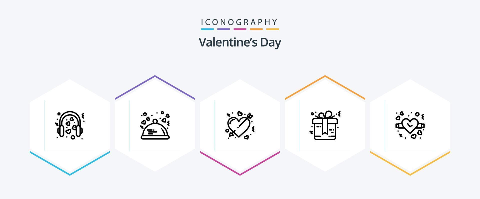 Valentines Day 25 Line icon pack including marriage. bow. restaurant. marriage. heart vector