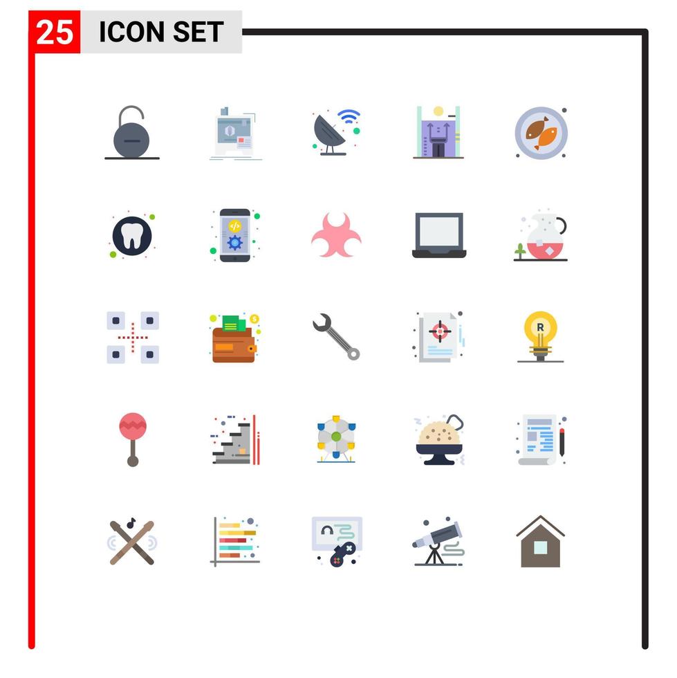 Editable Vector Line Pack of 25 Simple Flat Colors of management human printing growth technology Editable Vector Design Elements