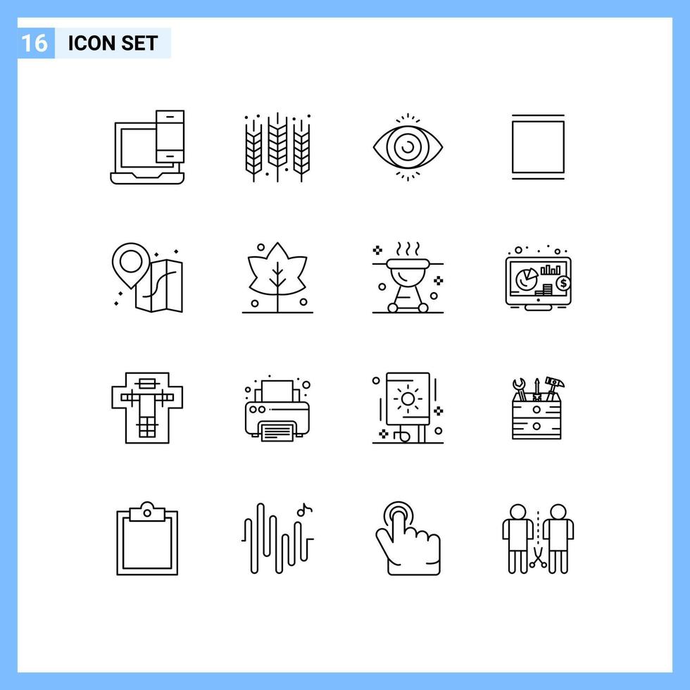 Universal Icon Symbols Group of 16 Modern Outlines of beach sets gluten instagram science Editable Vector Design Elements