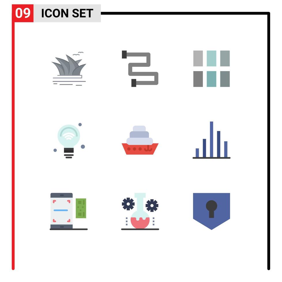 Set of 9 Modern UI Icons Symbols Signs for cruise iot editing internet of things bulb Editable Vector Design Elements
