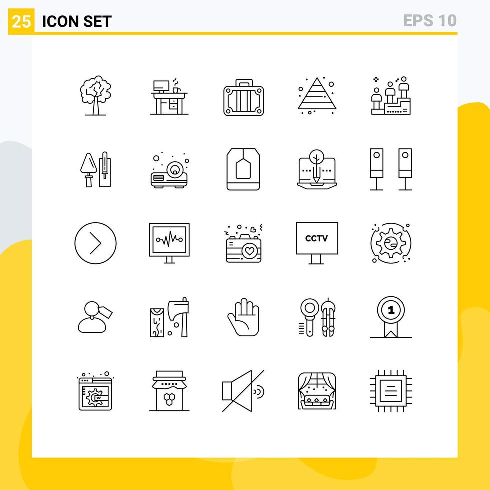 25 Universal Lines Set for Web and Mobile Applications man podium race holiday leaderboard growth Editable Vector Design Elements