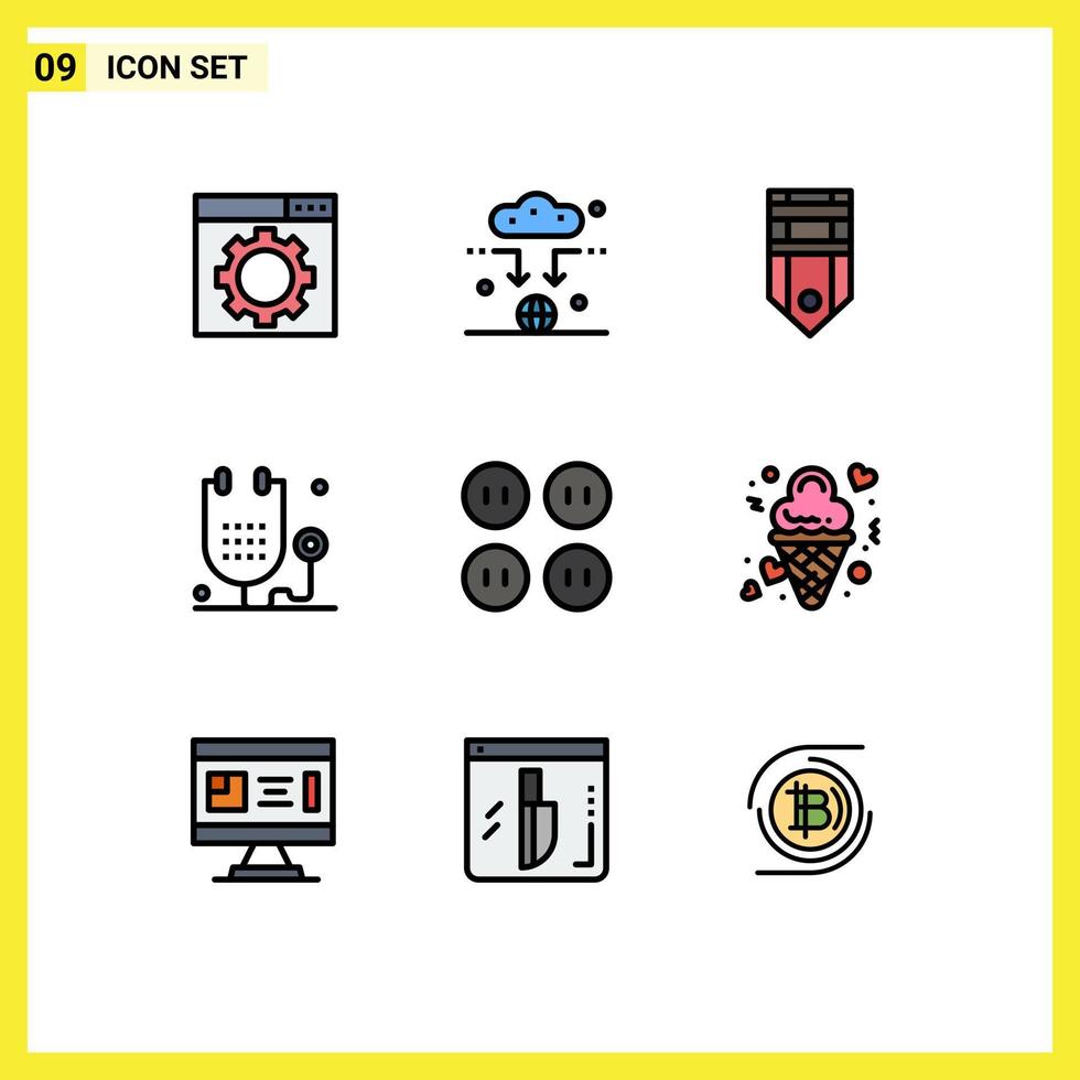 Stock Vector Icon Pack of 9 Line Signs and Symbols for buttons health military form disease Editable Vector Design Elements