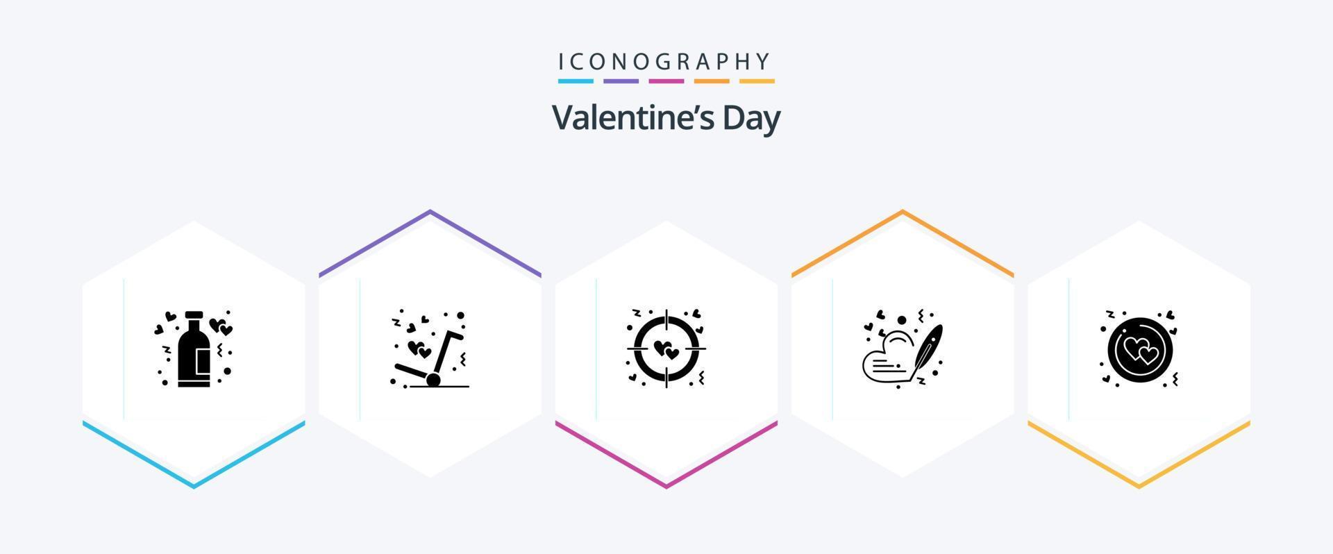 Valentines Day 25 Glyph icon pack including love. wedding. love. pen. heart vector