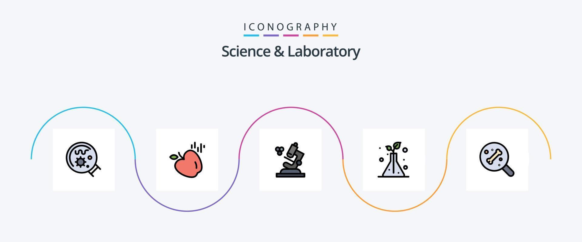 Science Line Filled Flat 5 Icon Pack Including . science. microscope. bone. trees vector