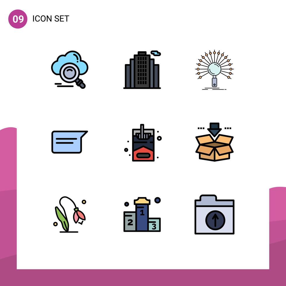 Modern Set of 9 Filledline Flat Colors and symbols such as smoke chatting data basic retrieval Editable Vector Design Elements