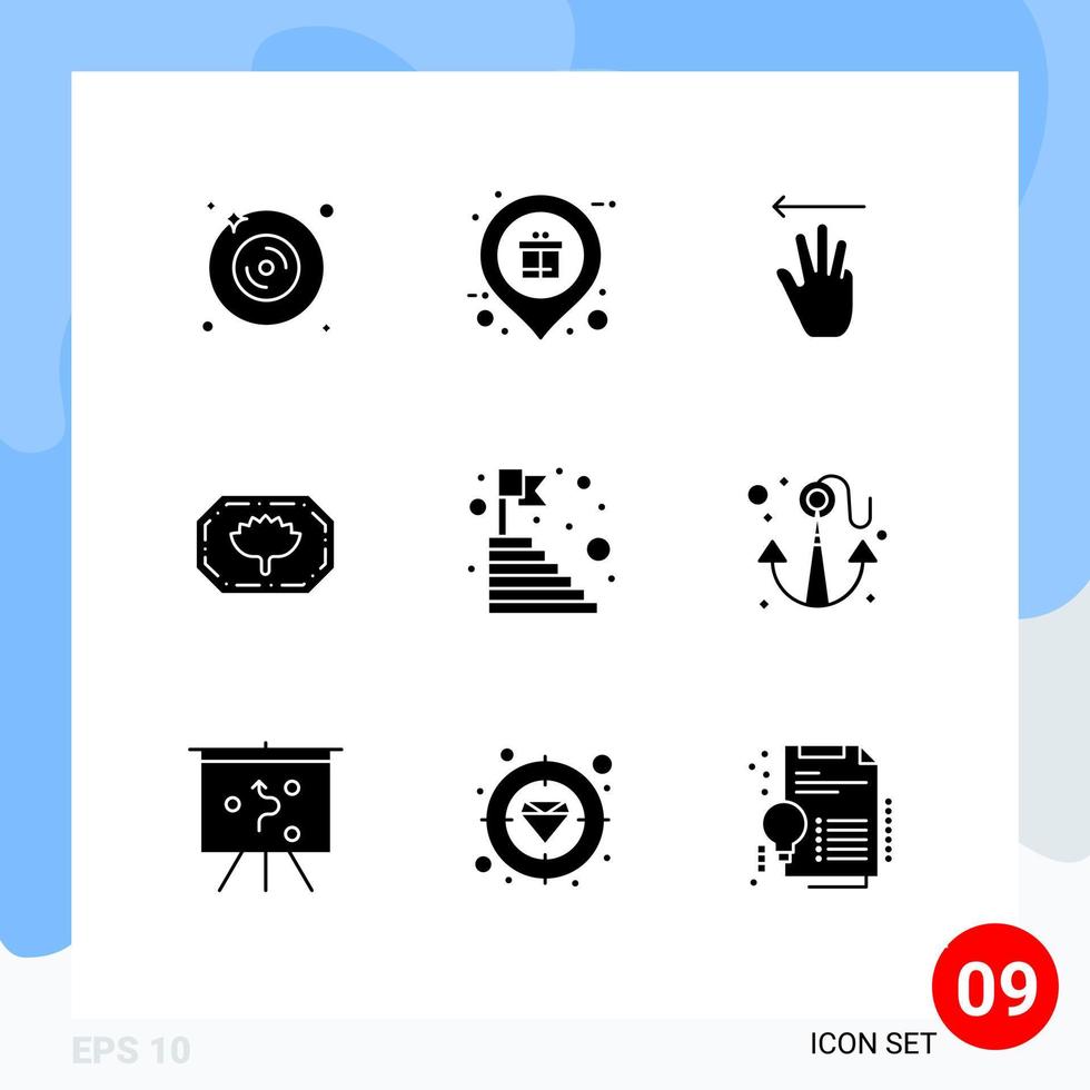 Pictogram Set of 9 Simple Solid Glyphs of top bangla shopping bangladesh monogram left Editable Vector Design Elements