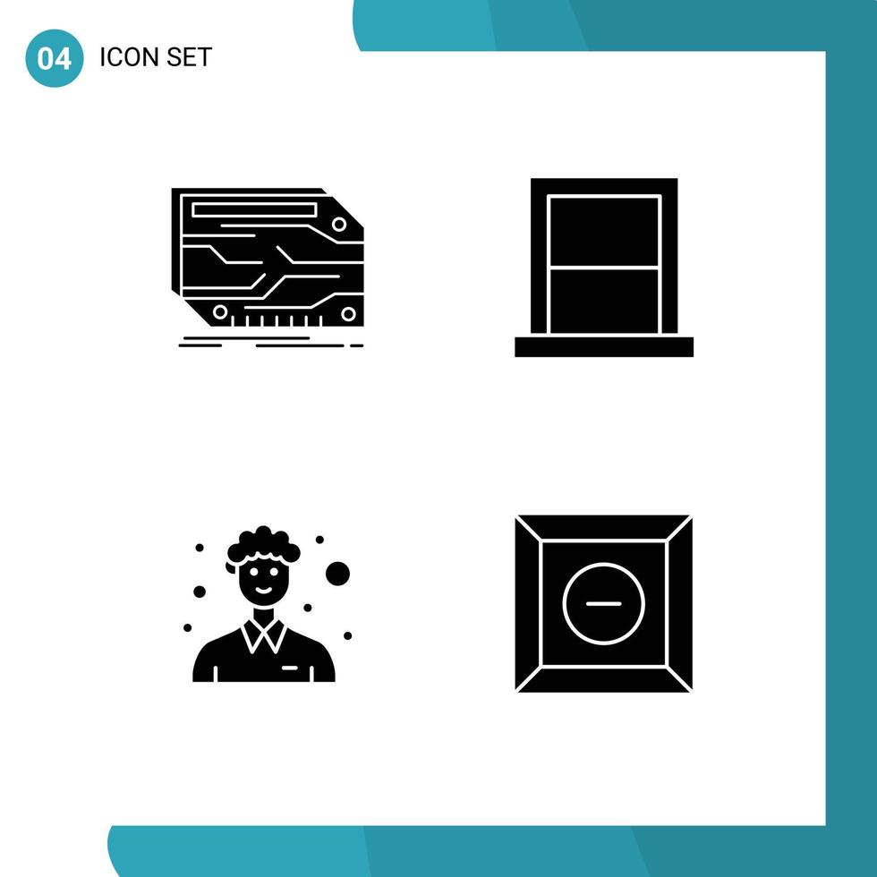 4 iconos creativos, signos y símbolos modernos de tarjeta, dormitorio electrónico doméstico, elementos de diseño vectorial editables masculinos vector