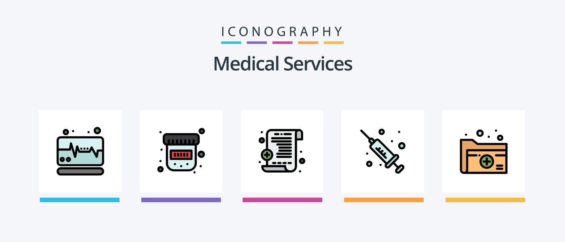Medical Services Line Filled 5 Icon Pack Including medical. service. folder. operator. headphone. Creative Icons Design vector