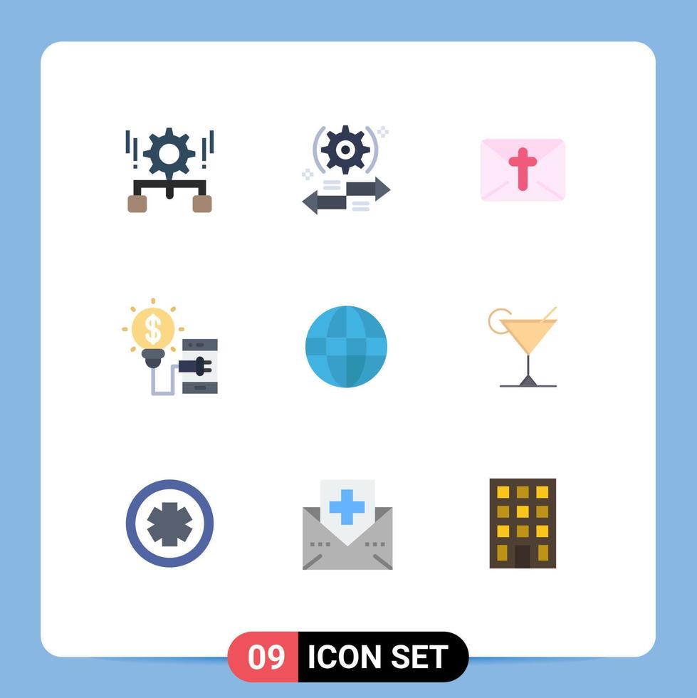 User Interface Pack of 9 Basic Flat Colors of technology idea left creative holiday Editable Vector Design Elements