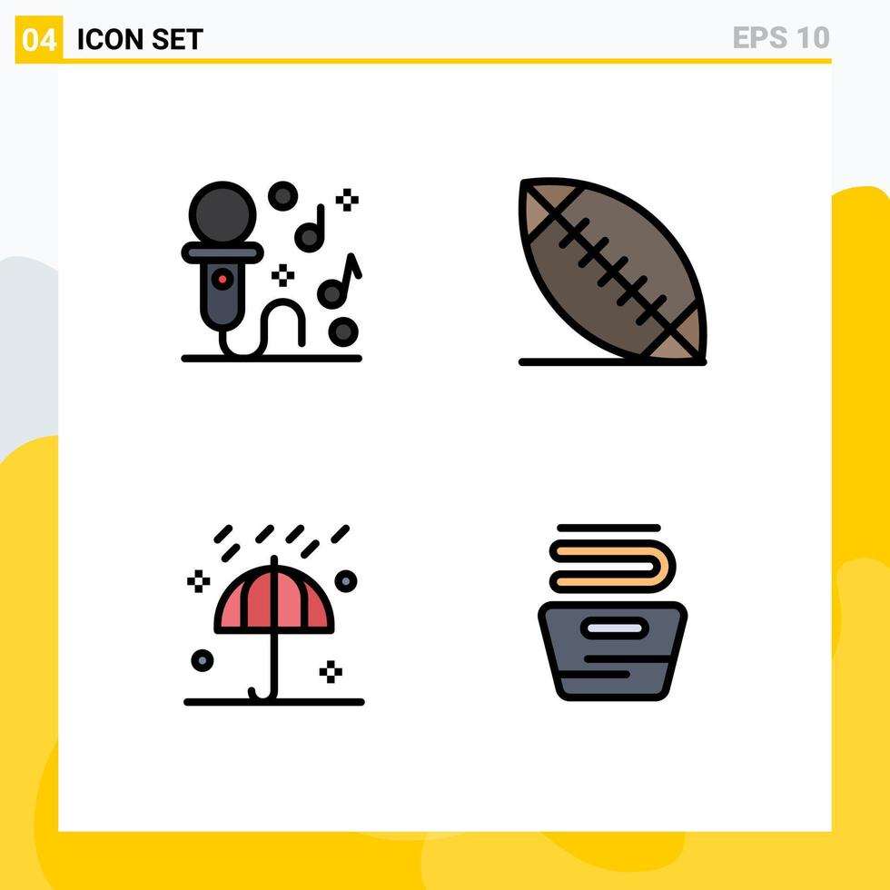Stock Vector Icon Pack of 4 Line Signs and Symbols for karaoke thanksgiving party sport winter Editable Vector Design Elements