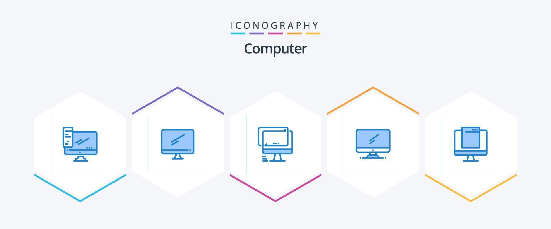 paquete de 25 íconos azules de computadora que incluye . . imac. surgir. dispositivo vector