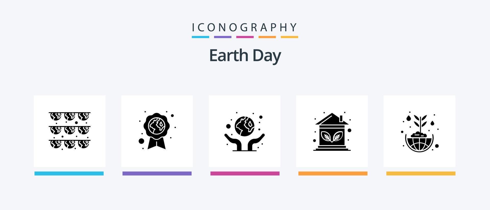 Earth Day Glyph 5 Icon Pack Including flower. real. care. house. ecological. Creative Icons Design vector