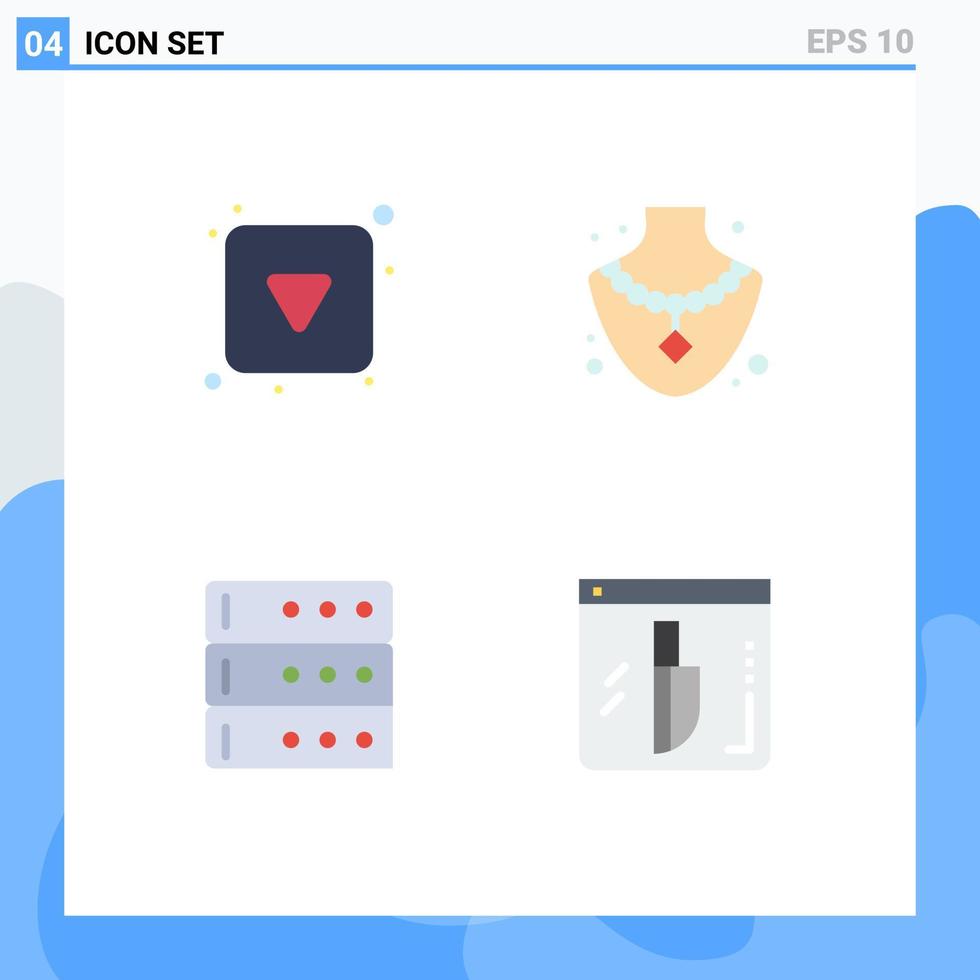 Pack of 4 creative Flat Icons of play button server full jewelry investigation Editable Vector Design Elements