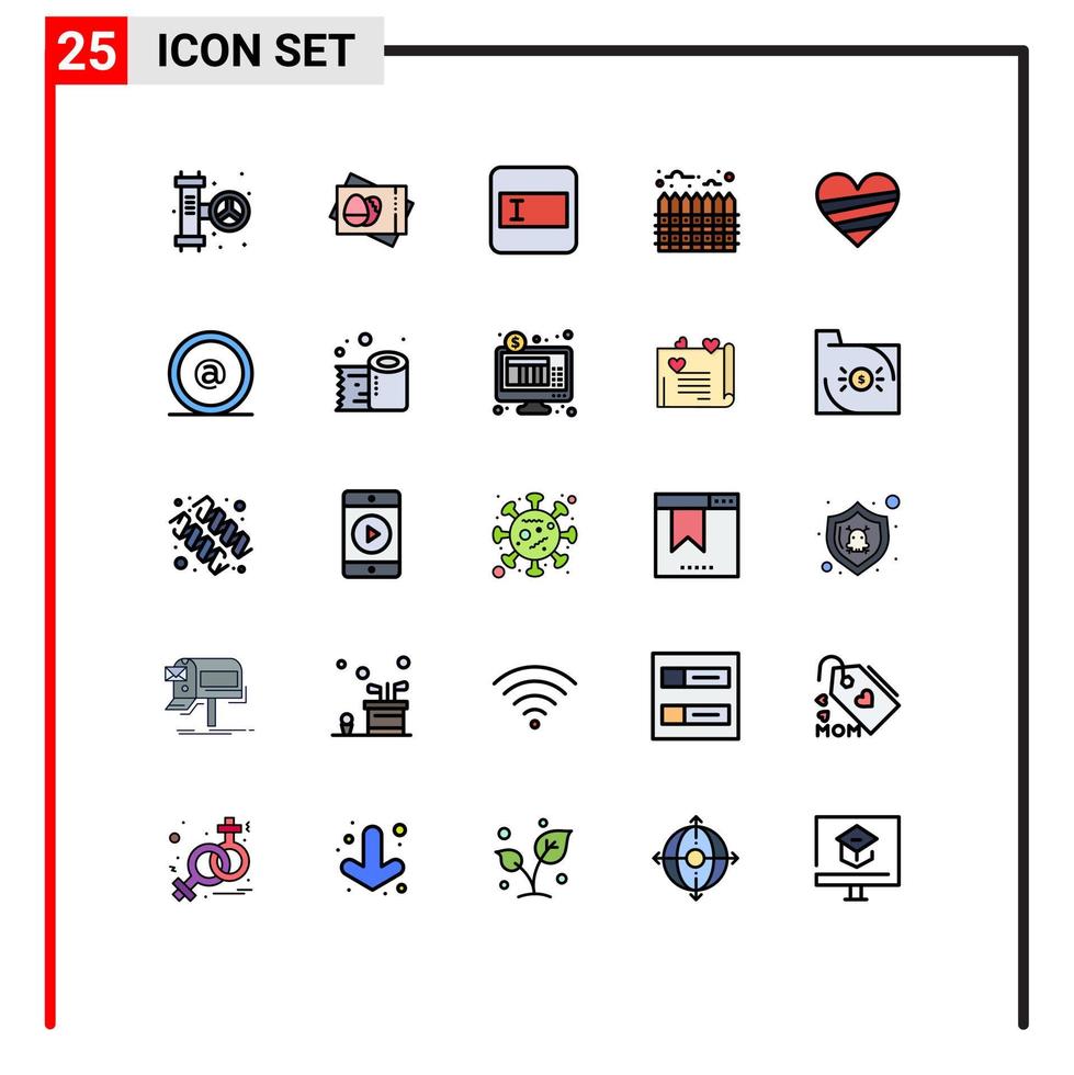 25 Creative Icons Modern Signs and Symbols of like heart form boundary heating Editable Vector Design Elements