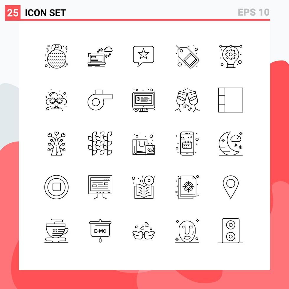 Group of 25 Lines Signs and Symbols for sale tag marketing arrows market star Editable Vector Design Elements