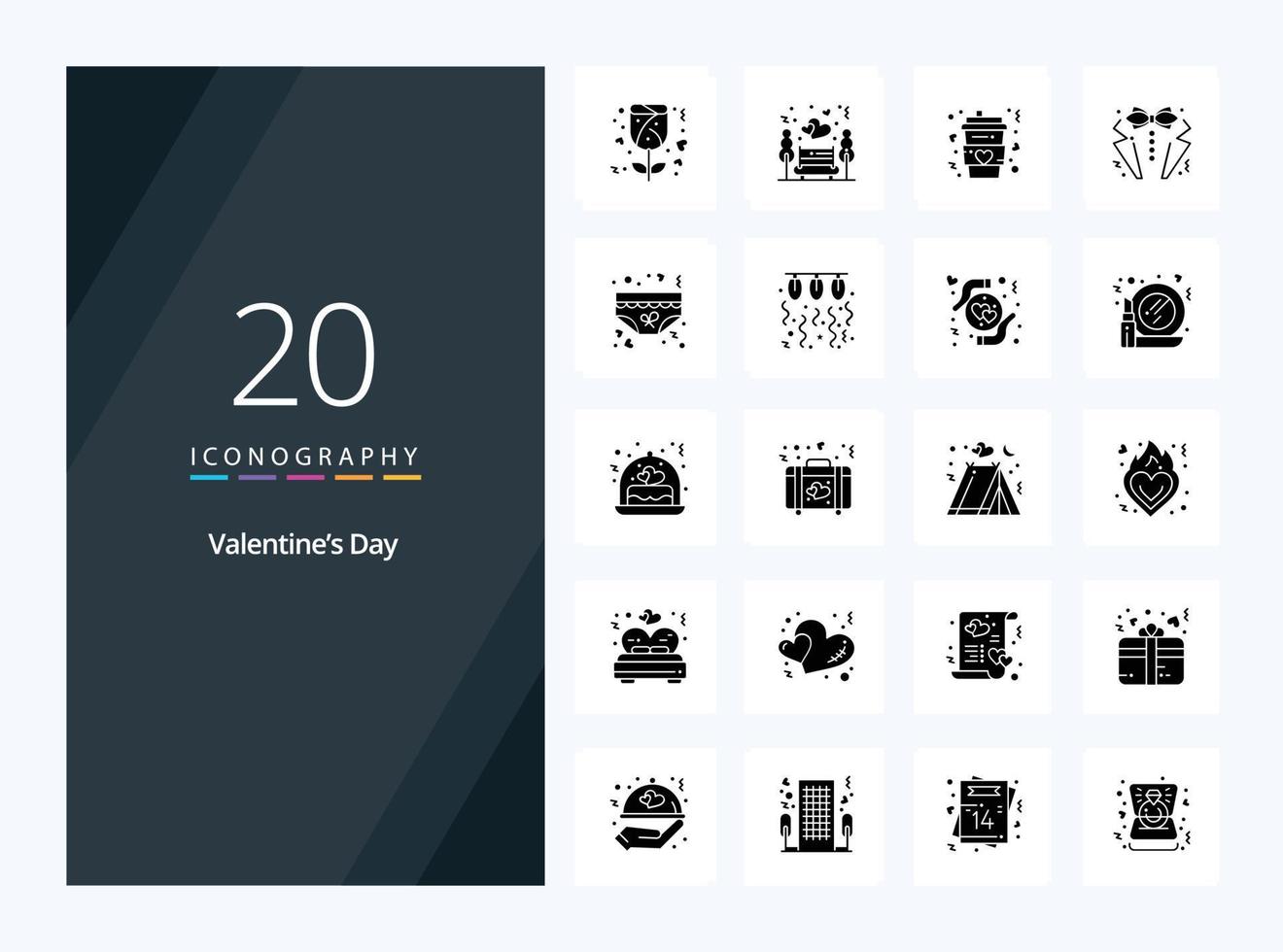 20 Valentines Day Solid Glyph icon for presentation vector