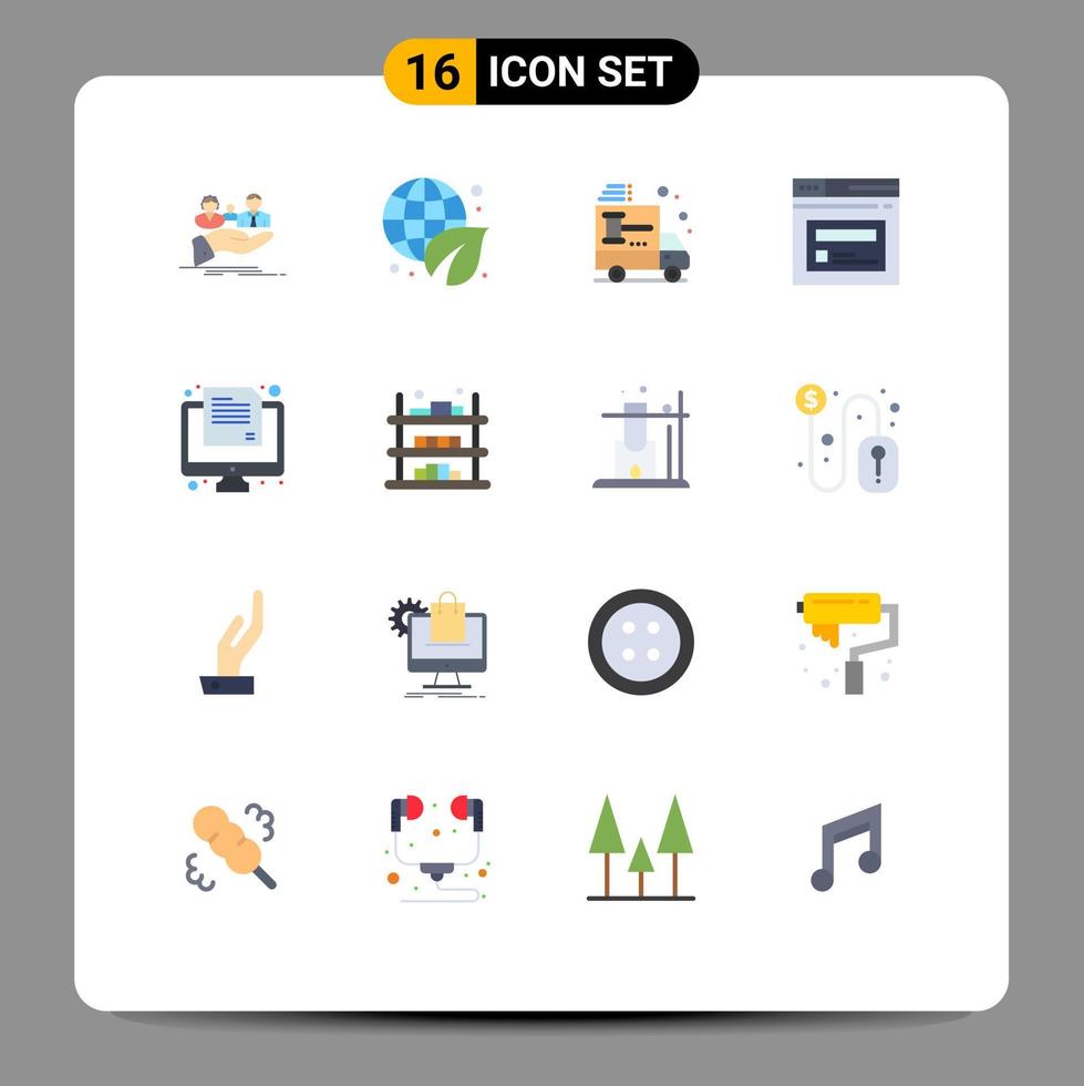 Stock Vector Icon Pack of 16 Line Signs and Symbols for website page green internet car Editable Pack of Creative Vector Design Elements