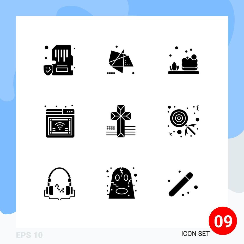 Universal Icon Symbols Group of 9 Modern Solid Glyphs of american web motion online soap Editable Vector Design Elements