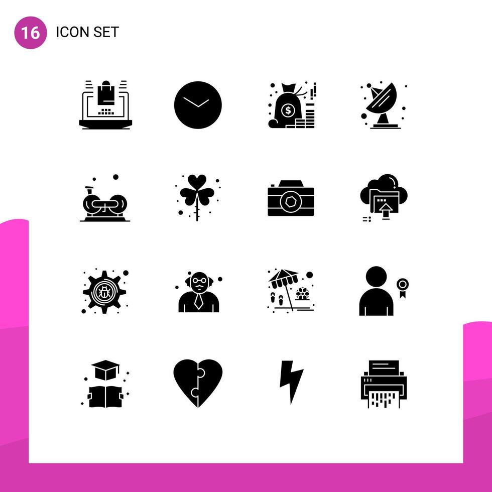 conjunto de 16 iconos modernos de la interfaz de usuario signos de símbolos para la comunicación de la cuenta del espacio del ejercicio que guarda elementos de diseño vectorial editables vector