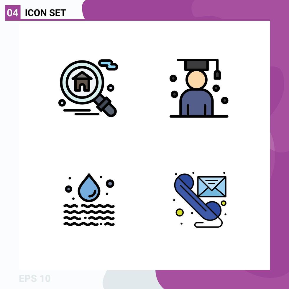 Pictogram Set of 4 Simple Filledline Flat Colors of home leak avatar scholar waste Editable Vector Design Elements