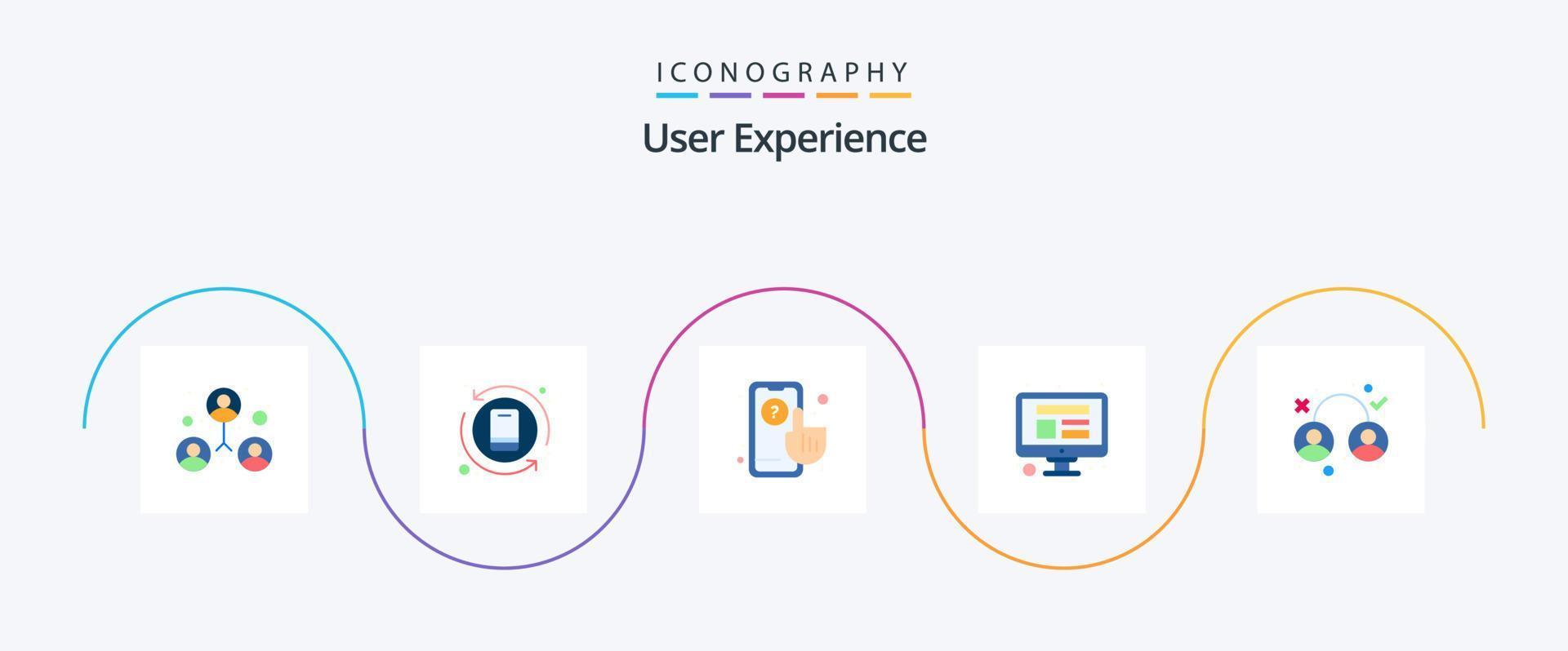 User Experience Flat 5 Icon Pack Including user. experience. contour. design. website vector