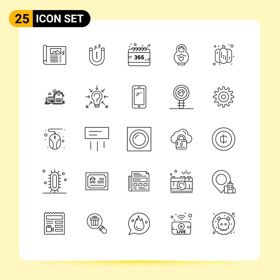 Set of 25 Modern UI Icons Symbols Signs for food love tool mother year Editable Vector Design Elements