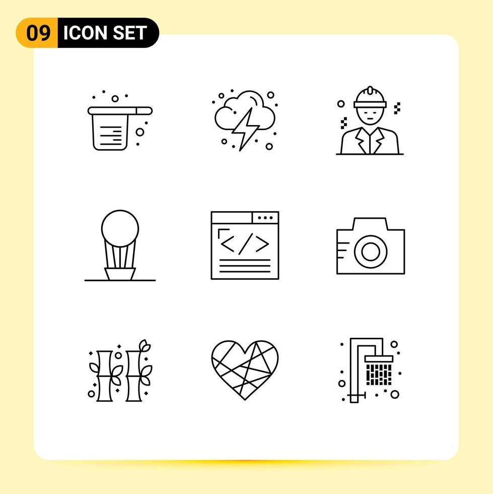 9 esquemas universales establecidos para aplicaciones web y móviles que codifican la construcción de globos de nubes calientes elementos de diseño vectorial editables vector