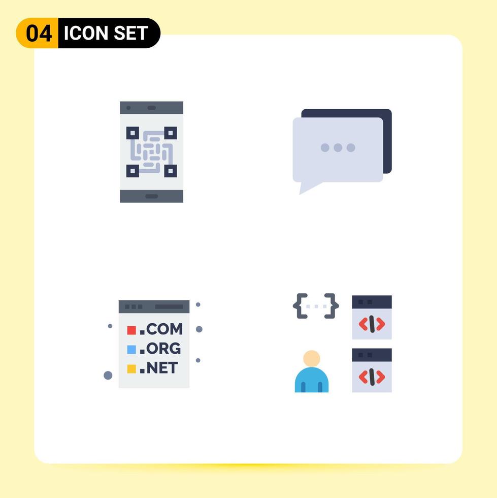User Interface Pack of 4 Basic Flat Icons of code code scan communication development Editable Vector Design Elements