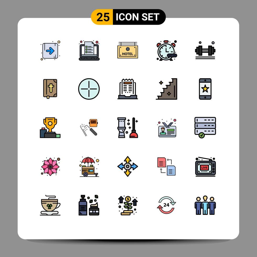 Set of 25 Modern UI Icons Symbols Signs for fitness watch hotel hobby timer Editable Vector Design Elements
