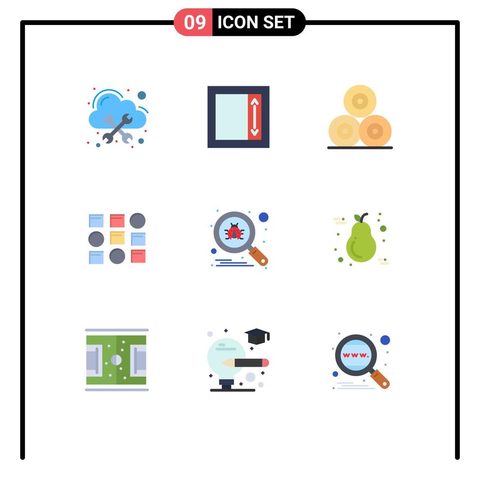 9 Universal Flat Colors Set for Web and Mobile Applications search bug hays pattren system system Editable Vector Design Elements