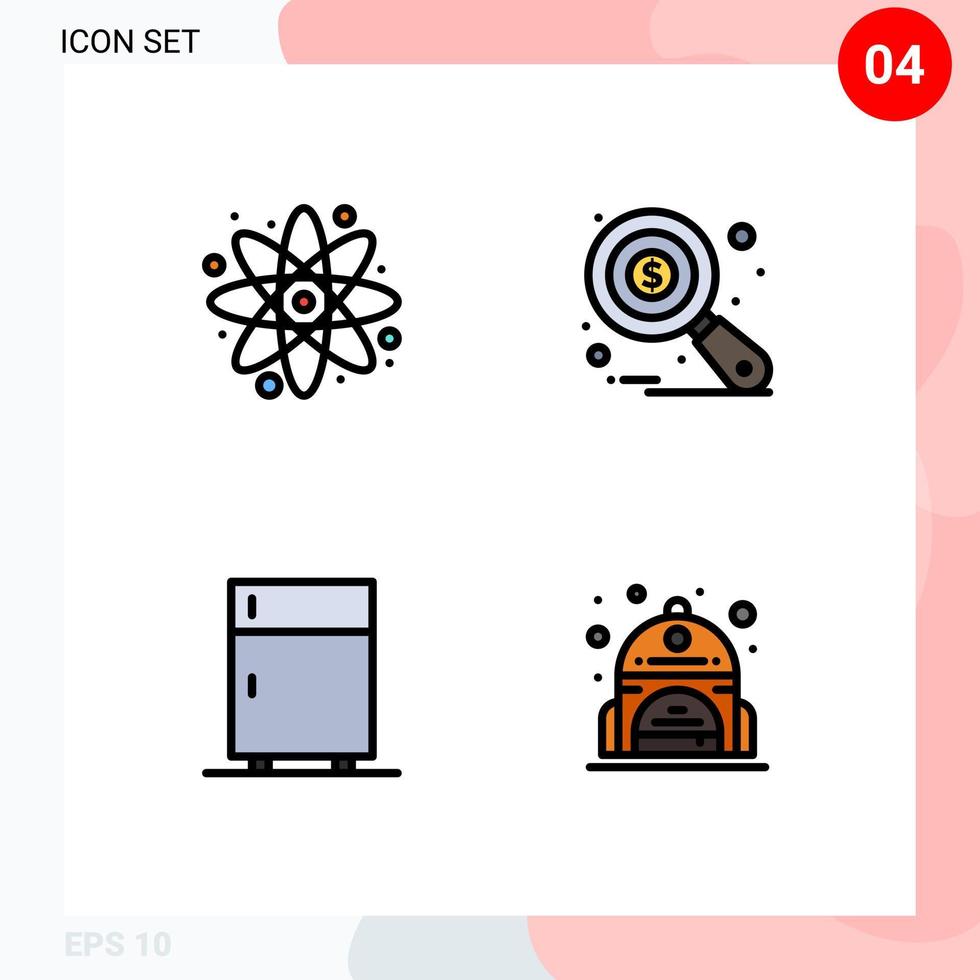 4 Creative Icons Modern Signs and Symbols of atom electric laboratory data analysis equipment Editable Vector Design Elements