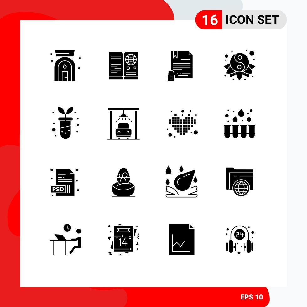 16 Solid Glyph concept for Websites Mobile and Apps biological yang electronic signature new year internet Editable Vector Design Elements