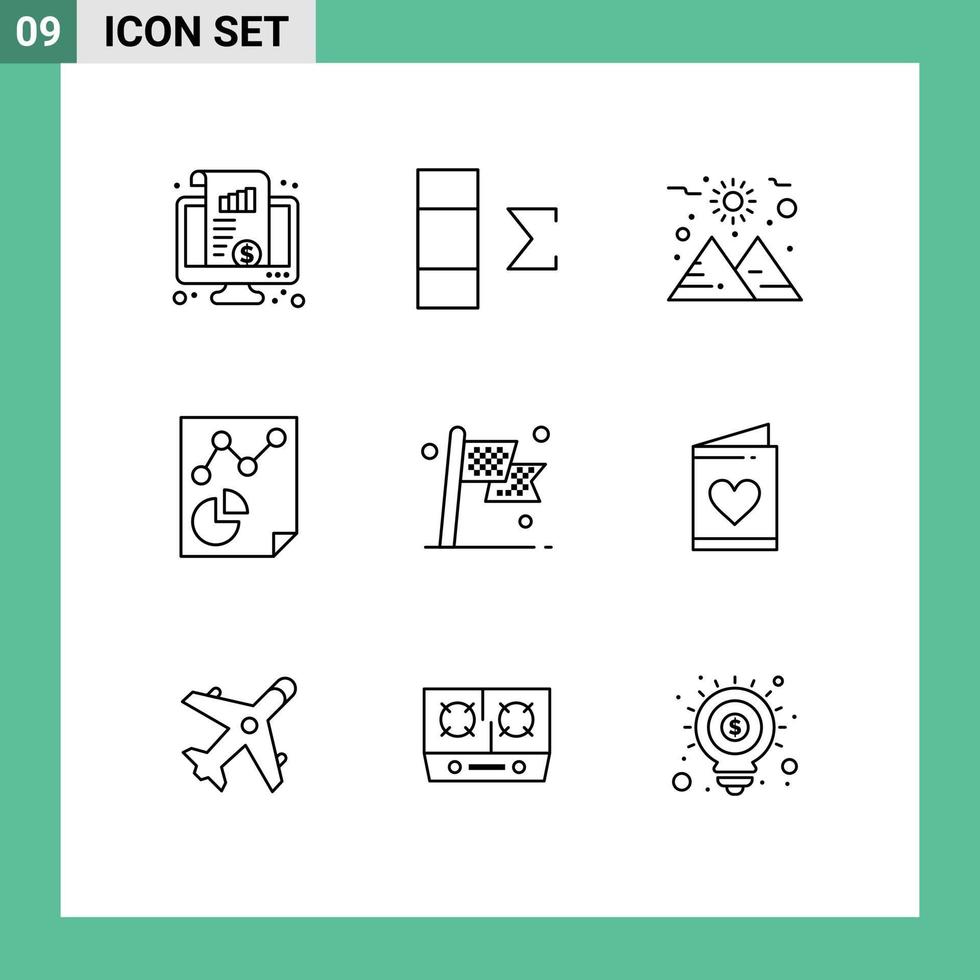 Set of 9 Modern UI Icons Symbols Signs for destination check planet report page Editable Vector Design Elements