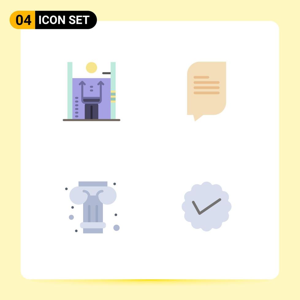 4 Universal Flat Icons Set for Web and Mobile Applications performance column improvement conversation chat Editable Vector Design Elements