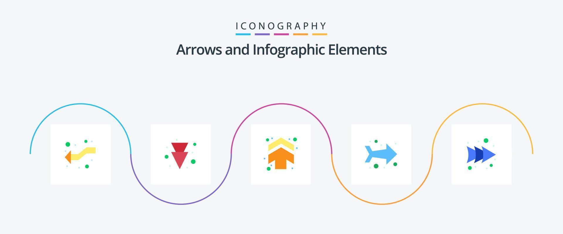 paquete de iconos de flecha plana 5 que incluye. adelante. flechas flecha. izquierda vector