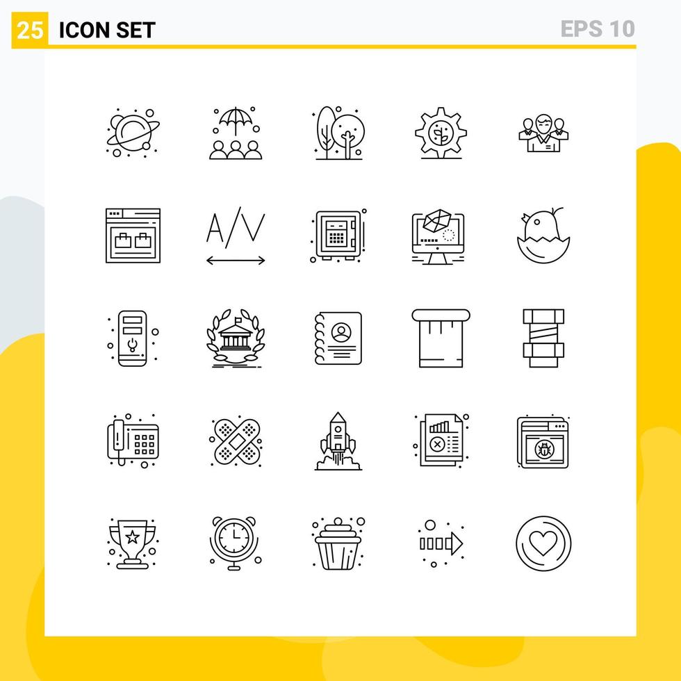 25 Thematic Vector Lines and Editable Symbols of ceo team crops setting earth Editable Vector Design Elements