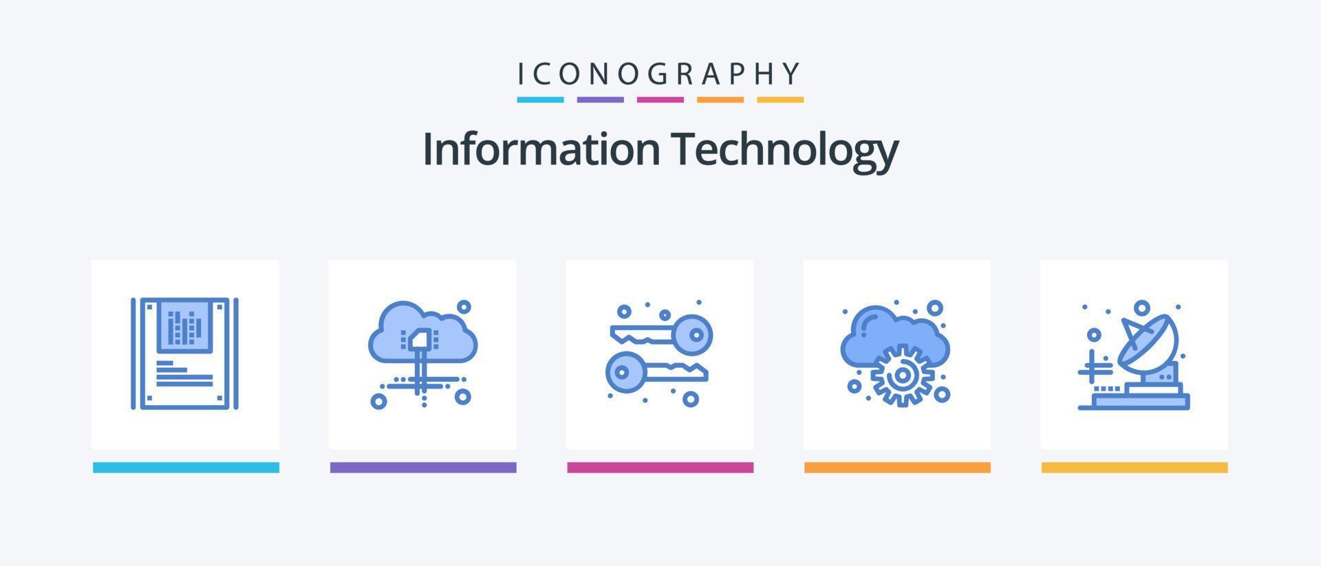 Information Technology Blue 5 Icon Pack Including . transmitter. keys. telecommunication. management. Creative Icons Design vector