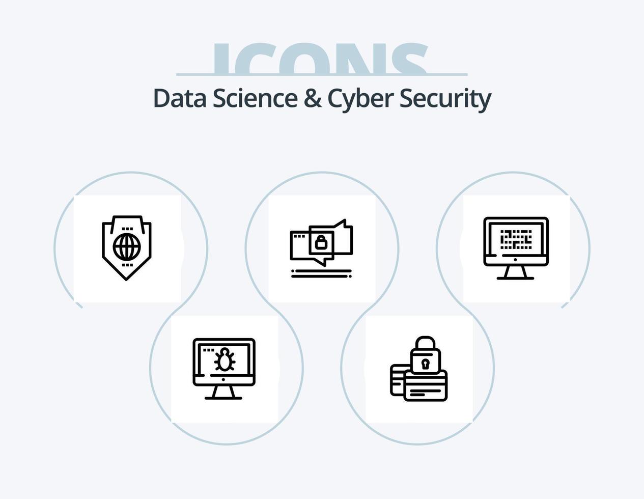 paquete de iconos de línea de seguridad cibernética y ciencia de datos 5 diseño de iconos. seguridad. llave. seguro. seguro. contraseña vector