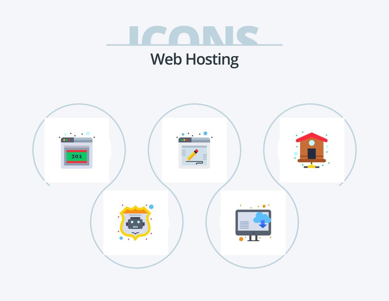 Web Hosting Flat Icon Pack 5 Icon Design. . index page. error. home page. web vector