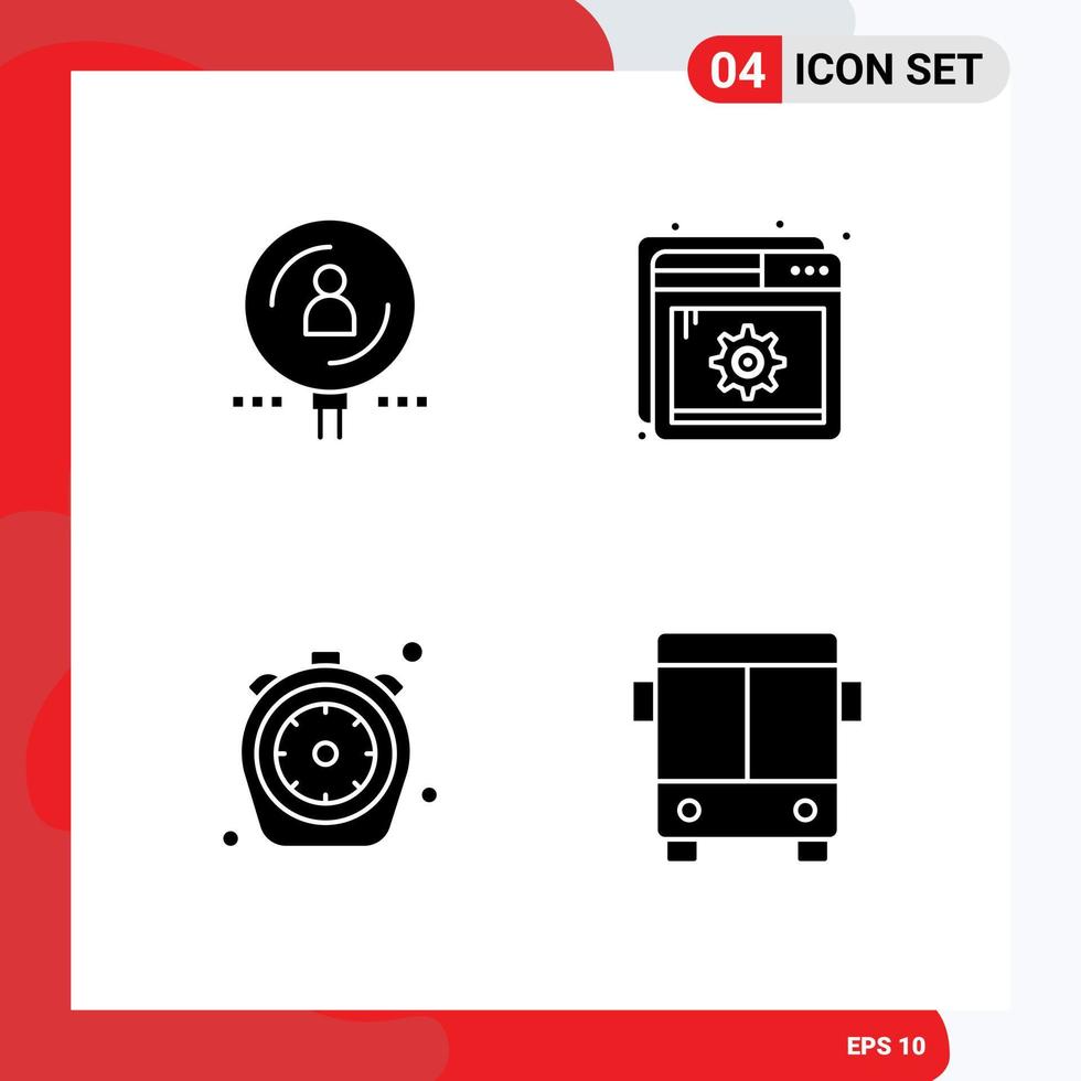 Pictogram Set of 4 Simple Solid Glyphs of find chrono professional optimization kitchen Editable Vector Design Elements
