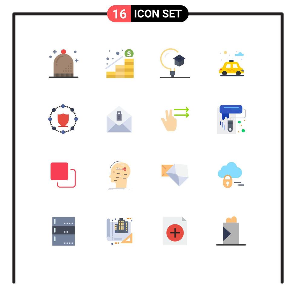 conjunto moderno de 16 colores planos y símbolos como computación park money city school paquete editable de elementos de diseño de vectores creativos
