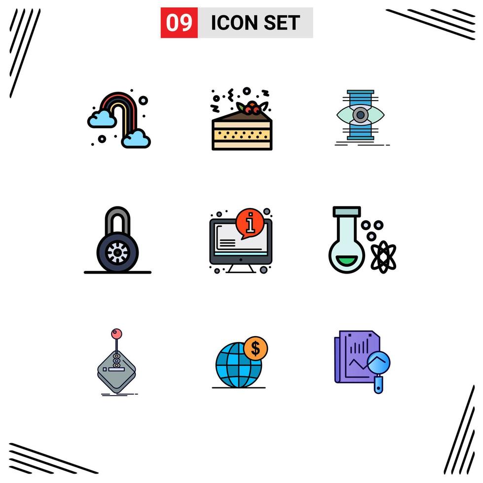 Stock Vector Icon Pack of 9 Line Signs and Symbols for information faq success system padlock Editable Vector Design Elements