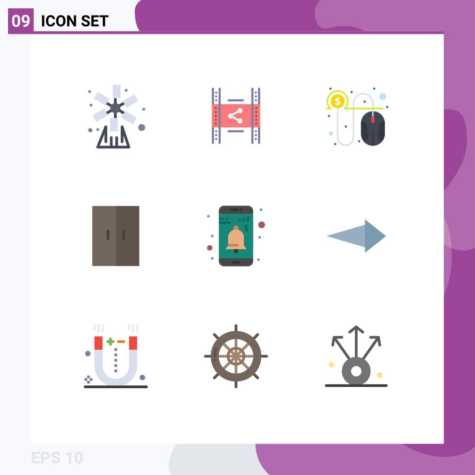 Group of 9 Modern Flat Colors Set for wardrobe home pp furniture per Editable Vector Design Elements