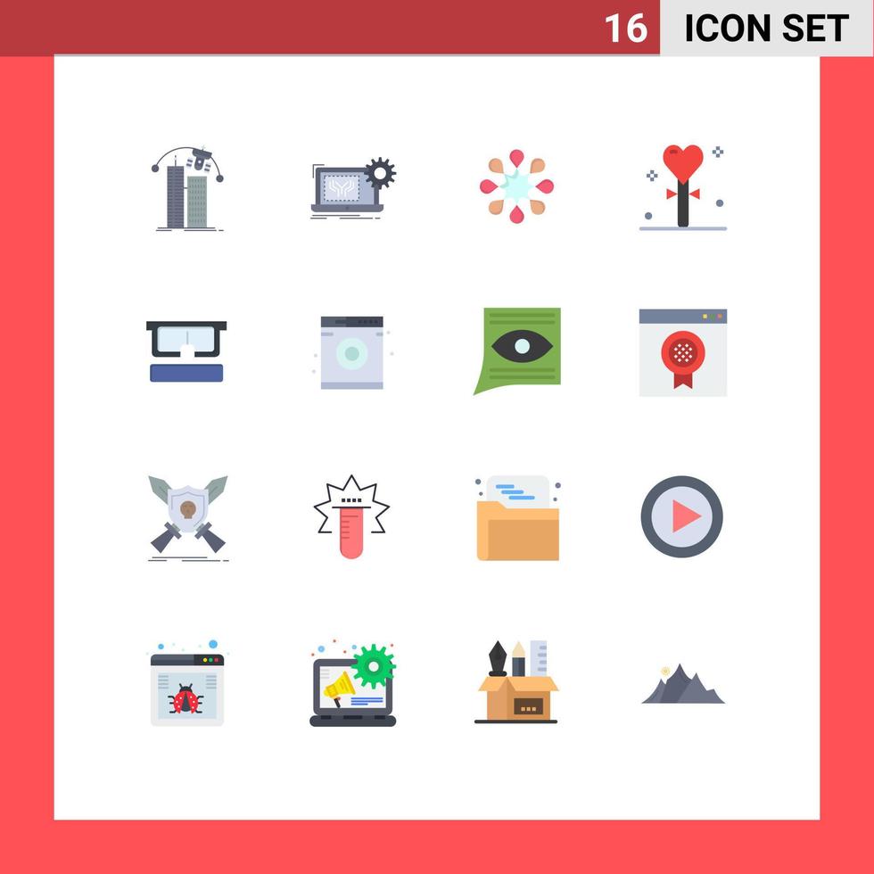 16 Flat Color concept for Websites Mobile and Apps stick heart engineering event disease Editable Pack of Creative Vector Design Elements