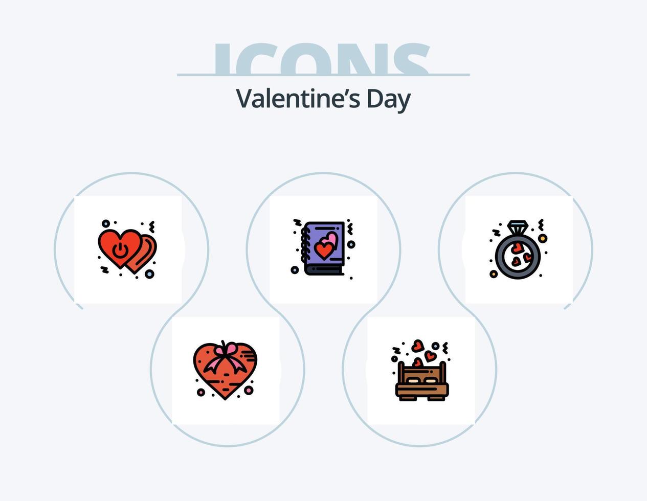 Valentines Day Line Filled Icon Pack 5 Icon Design. mail. letter. switch. box. valentines vector