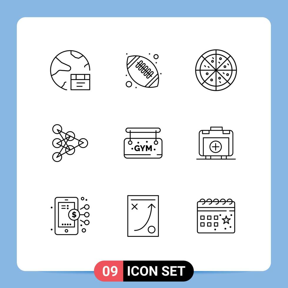 9 Outline concept for Websites Mobile and Apps sign gym high school data deep Editable Vector Design Elements