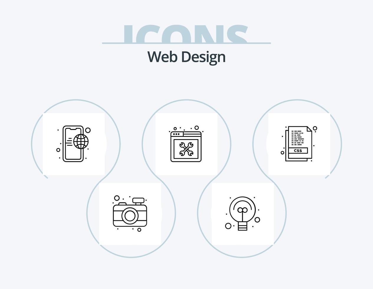 Web Design Line Icon Pack 5 Icon Design. scan. magnifier. globe. web. design vector